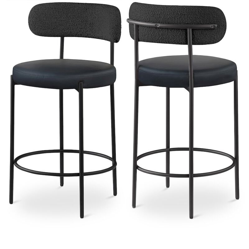 Meridian Furniture Beacon Vegan Leather Seat Stool, Set of 2