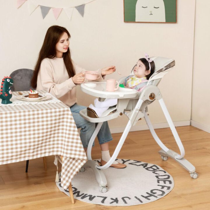 Hivvago Folding Baby Dining High Chair with Adjustable Height and Recline