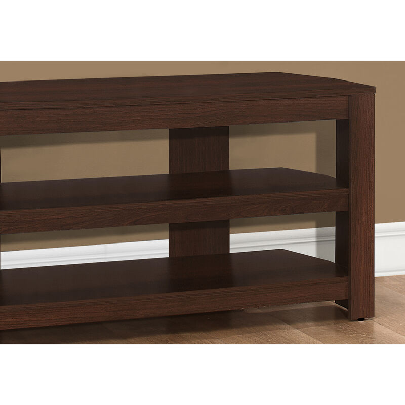Monarch Specialties I 2554 Tv Stand, 42 Inch, Console, Media Entertainment Center, Storage Shelves, Living Room, Bedroom, Laminate, Brown, Contemporary, Modern