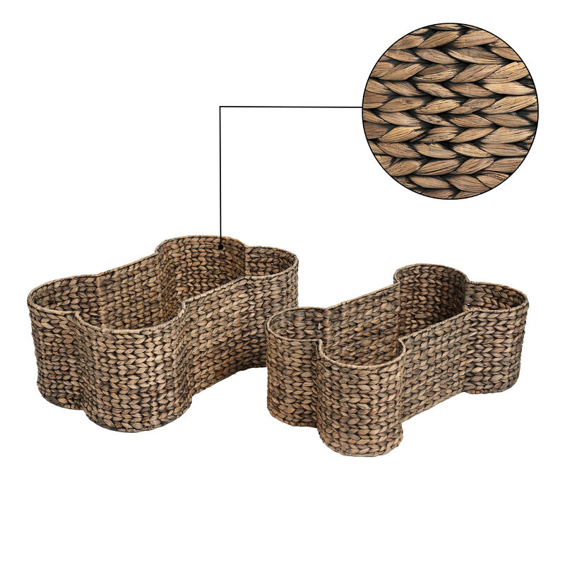 Digby Bone-Shaped Large Hand Woven Water Hyacinth Nesting Pet Toy Organizer Baskets (Set of 2) image number 3