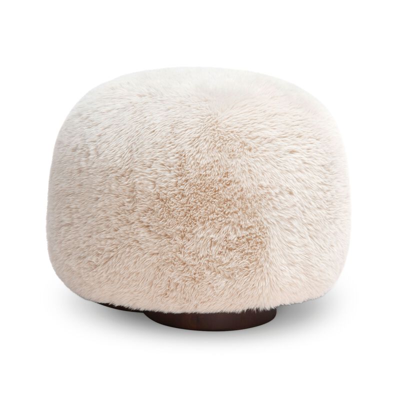 Oopa Cream Contract-Grade Straight Vegan Shearling Swivel Ottoman image number 2
