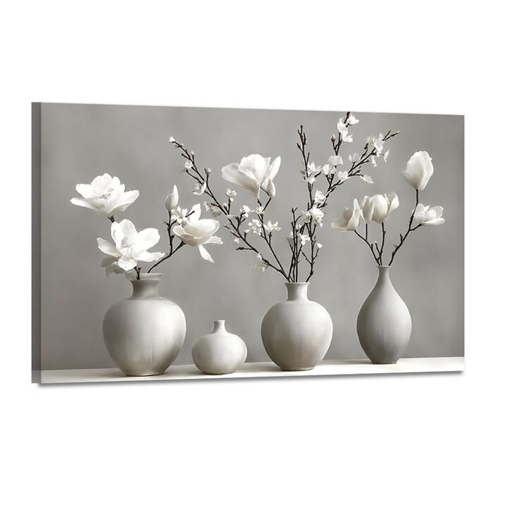 White Flower Botanical Canvas |  Ready to Hang
（12x16x0.6 inch）