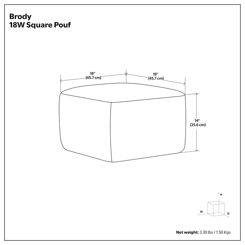 Simpli Home Brody 18W Square Top Stitich Pouf image number 8