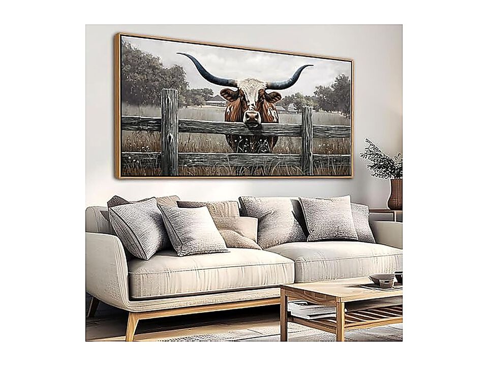 Highland Cow Wall Art Rustic Farmhouse Country Decor Vintage Walls Framed Living