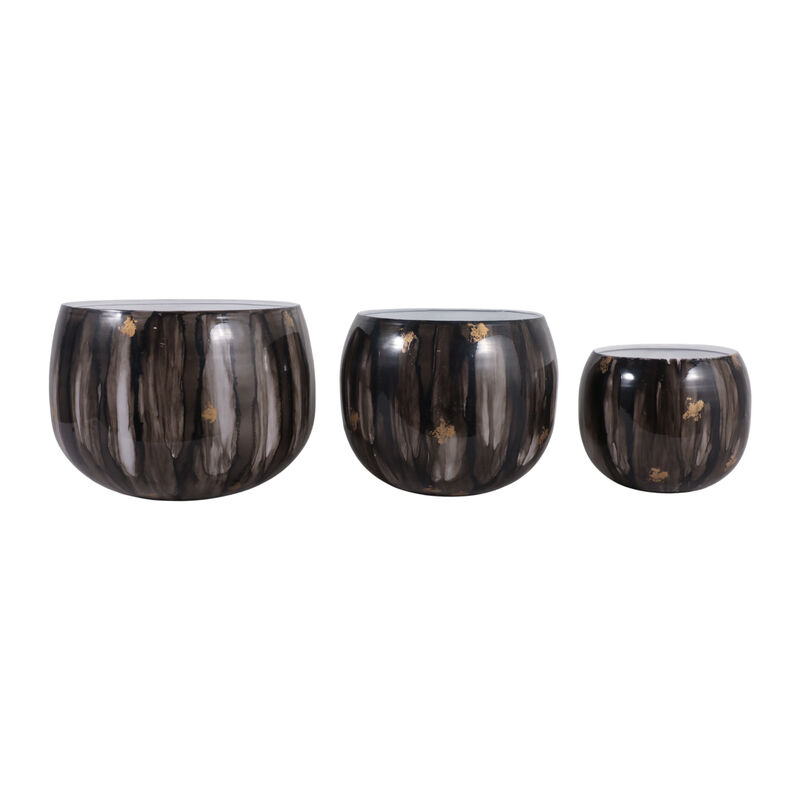 S/3 Marbled Metal Planters image number 0