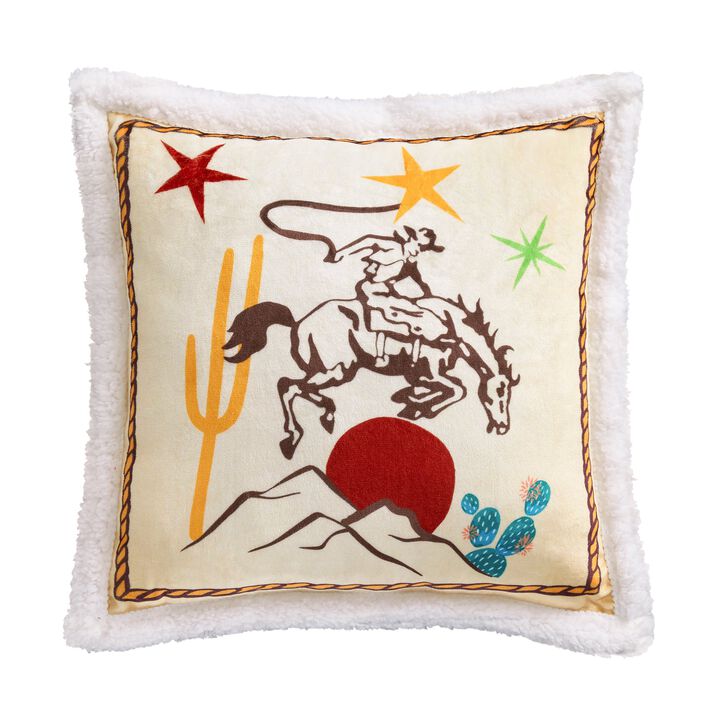 Desert Rider Campfire Sherpa Pillow