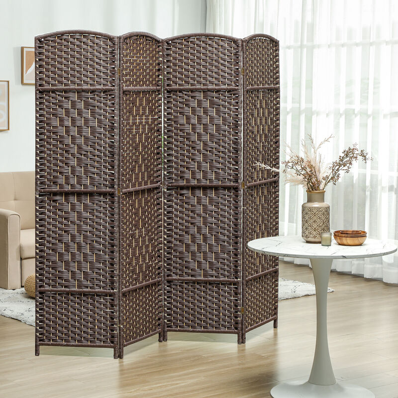 Hivvago 6' Tall Freestanding Wood Privacy Screen with 4 Panels image number 1