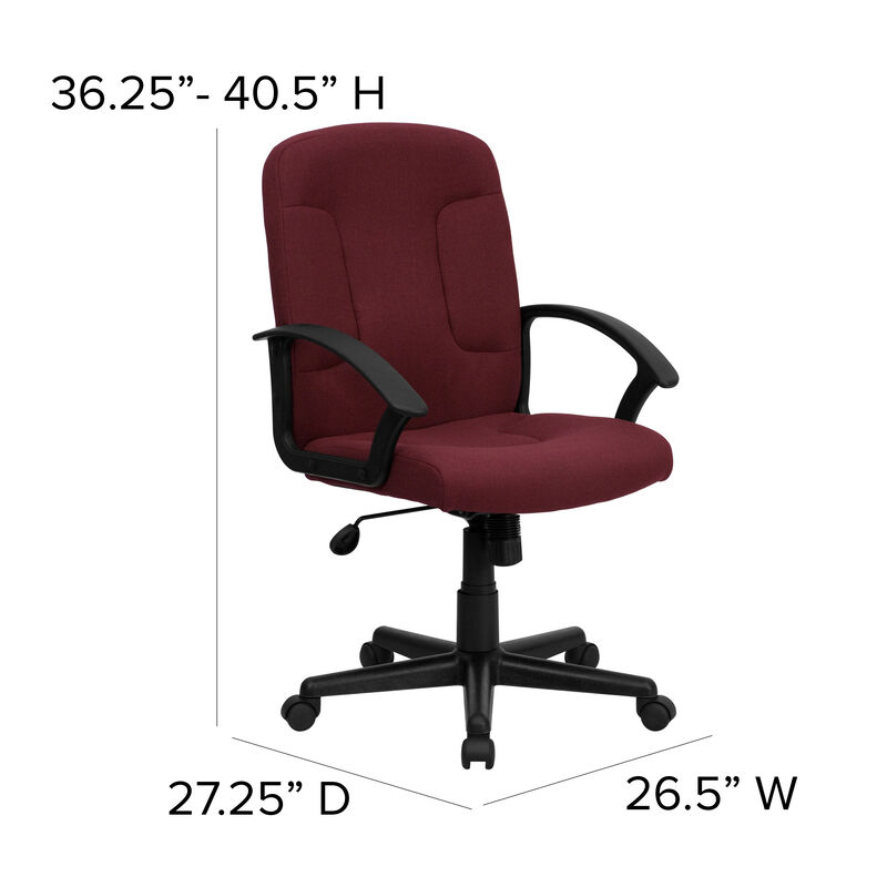 Garver Mid-Back Fabric Executive Swivel Office Chair with Nylon Arms image number 3