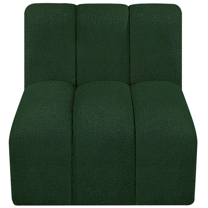 Meridian Furniture Arc Green Boucle Fabric Straight Chair