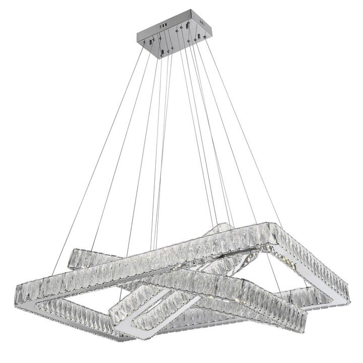 Crystal Elegance Chandelier Chrome Crystal Integrated LED 3 Rectangles