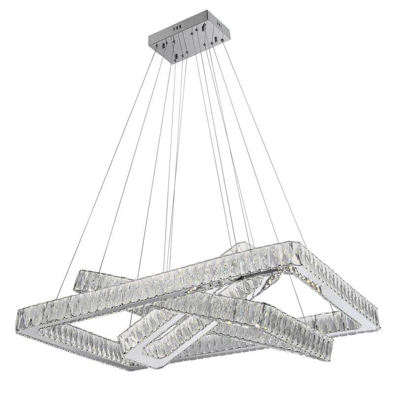 Crystal Elegance Chandelier Chrome Crystal Integrated LED 3 Rectangles