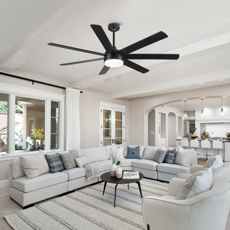ELEMENT ACE 72 Inch Large Farmhouse Ceiling Fan with Reversible Plywood Blades, Adjustable Wind Speeds, Dimmable LED Light Ideal for Dining Room, Living Room and Bedroom Spaces image number 3