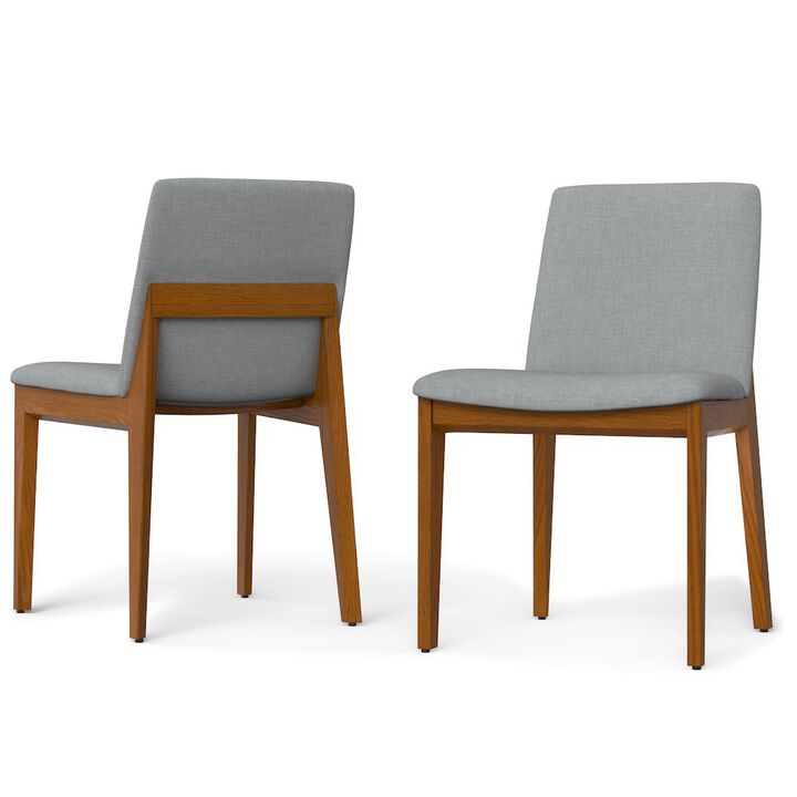 Simpli Home Selena Dining Chair (Set of 2) in Light Grey Linen Look Fabric
