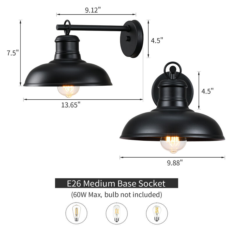 2-Pack 13.59" Farmhouse 1-Light Outdoor Wall Lights image number 2