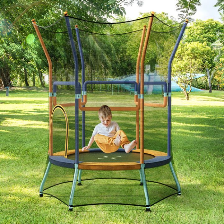 Children&rsquo;s Mini Trampoline, Enclosure Net with Foam Grip Handles