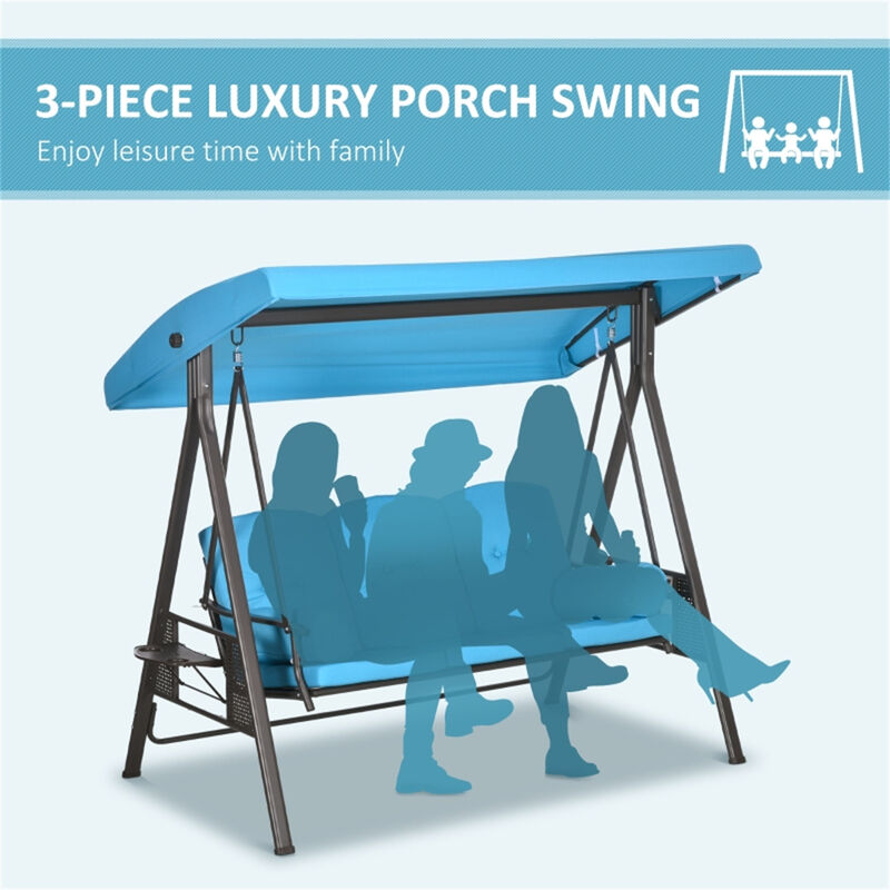 Adjustable Canopy 3-Seat Patio Swing for Relaxing Outdoors
