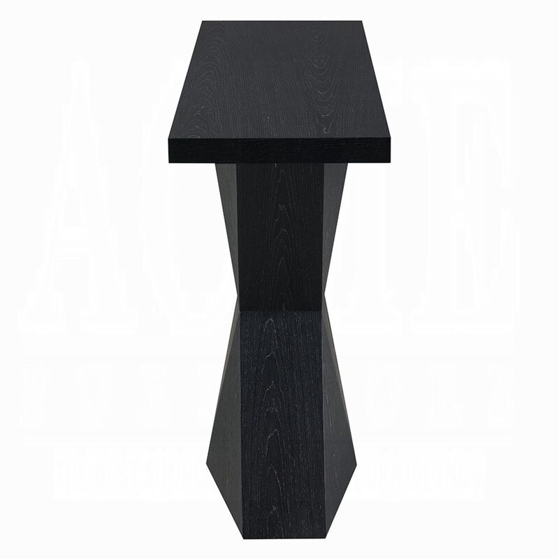 Kia Sofa Console Table, 47 Inch Top, Geometric Pedestal Base, Black image number 3