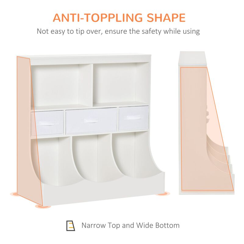 White Children's Wardrobe: Freestanding Cabinet with Bookcase and Drawers