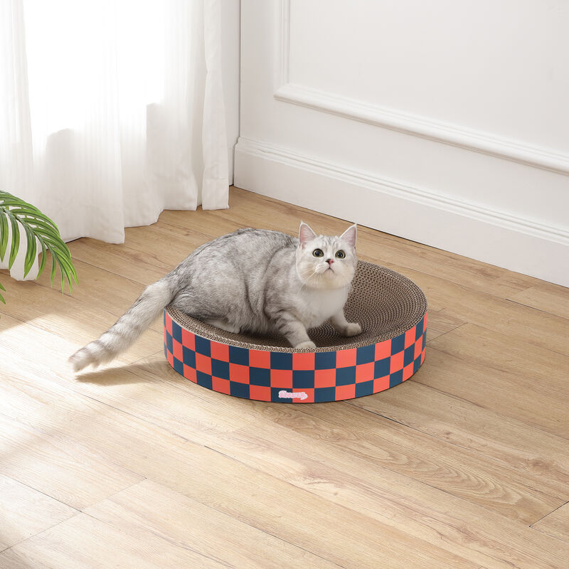 Nelson Modern Cardboard Round Bowl Cat Scratcher with Catnip