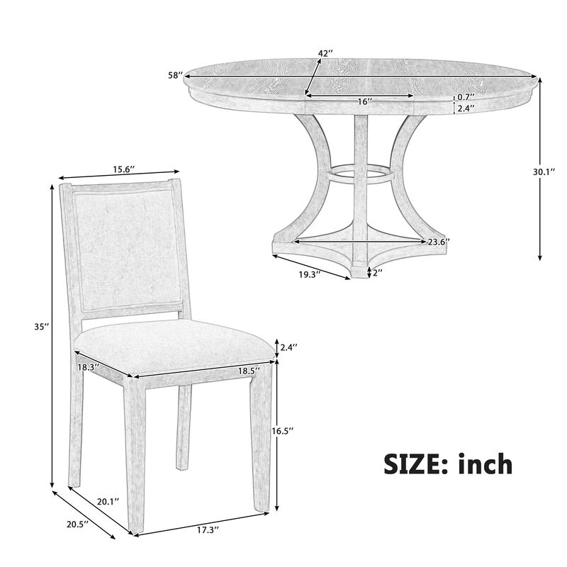 Merax 5-Piece Retro Functional Dining Table Set