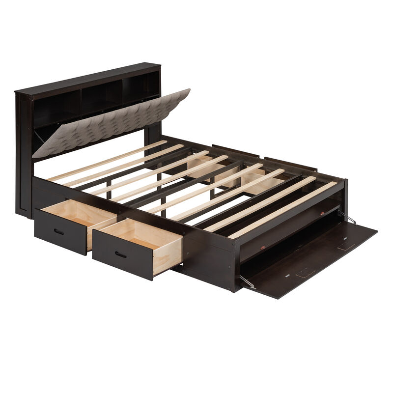 Merax Platform Bed with Storage Headboard