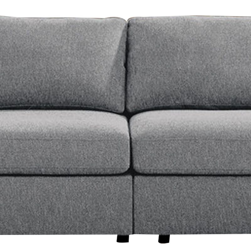 Brody 120 Inch 4 Seater Sofa with Padded Cushions, Square Arms, Light Gray-Benzara