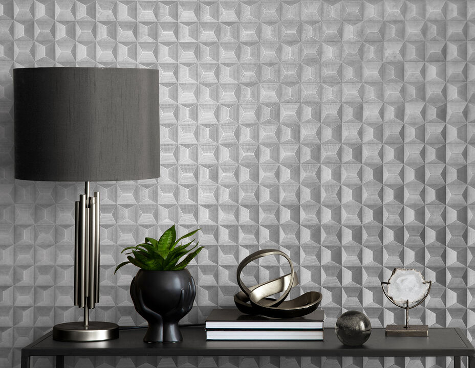 Romero Grey 3D Geometric Wallpaper