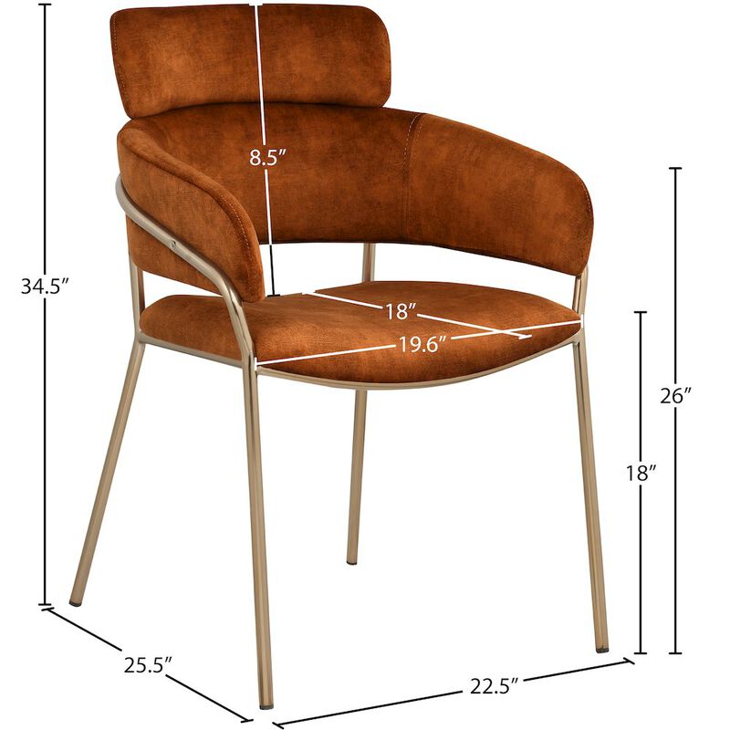 Meridian Furniture Yara Cognac Velvet Dining Chair, Set of 2