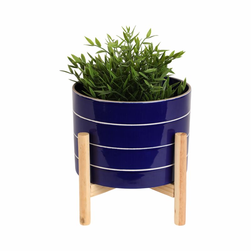 8" Striped Planter image number 1