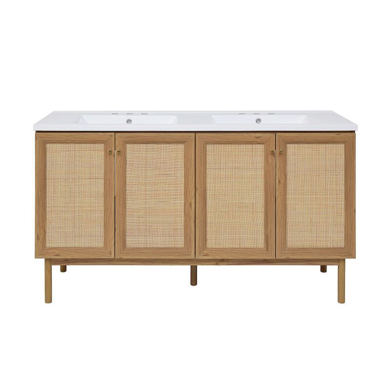 60" Freestanding Bathroom Vanity with 3-Hole Widespread Sink Top image number 0