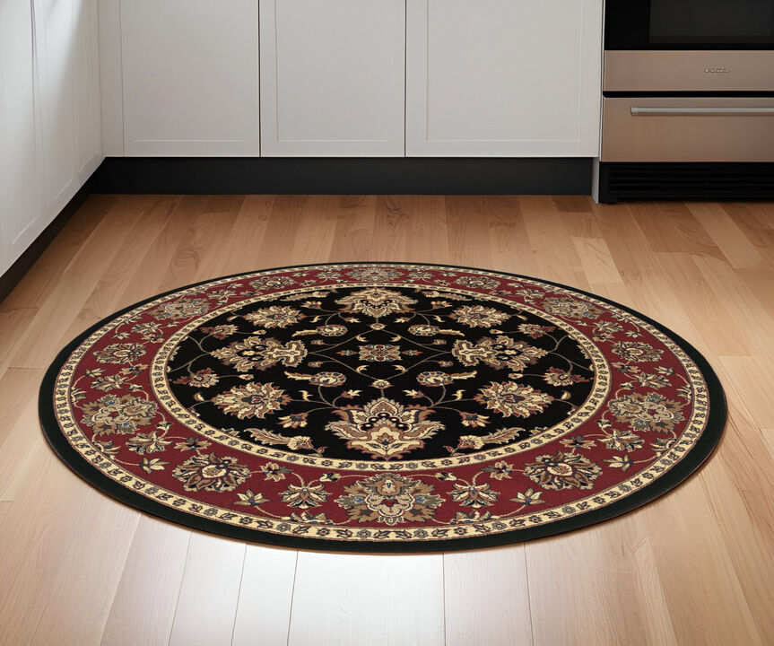 HomeRoots Floral Round Rug
