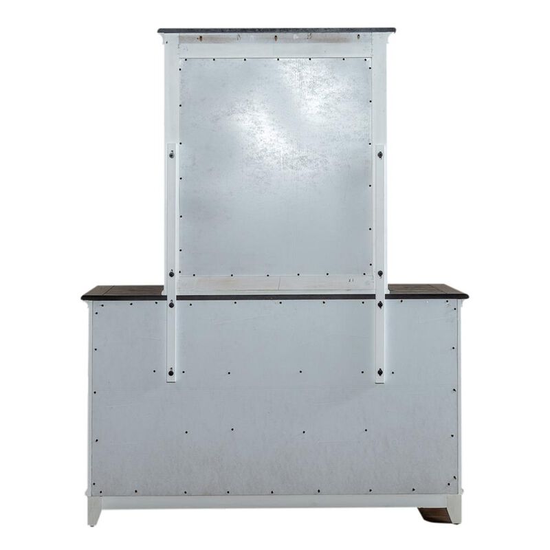 Liberty Furniture Allyson Park Crown Mirror in Wirebrushed White w/ Charcoal Top image number 4