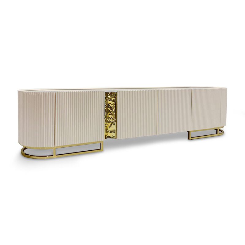 Michael Amini Lisbon Media Cabinet - Silken Matte Cream image number 5