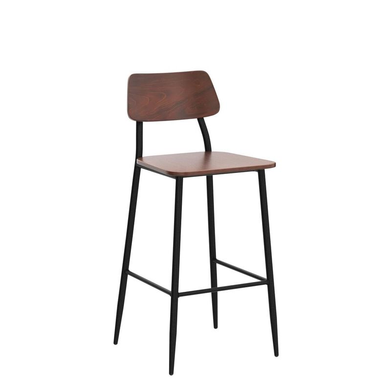 Flash Furniture Lincoln Industrial Barstool with Gunmetal Steel Frame and Rustic Wood Seat