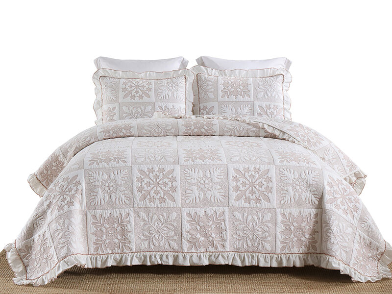 MarCielo 3-Piece 100% Cotton Oversized Bedspread Set Coverlet Set Lightweight Quilt Set King