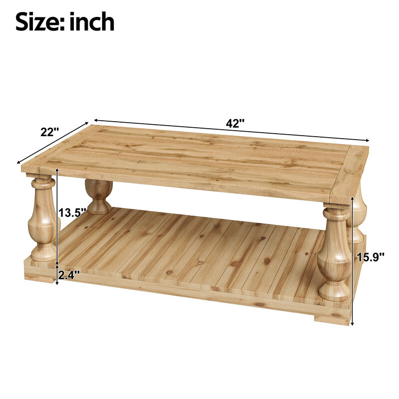 Zebwos Farmhouse Coffee Table image number 5