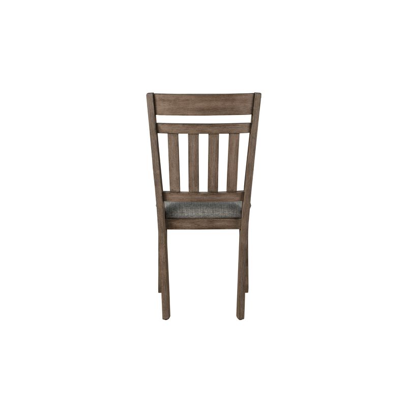 Harris Dining Chair Set of 2, Gray Fabric Brown Solid Rubberwood - Benzara