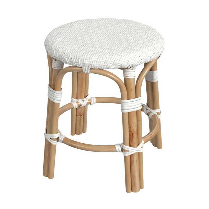 Butler Specialty Tobias Rattan Round 18" Stool, White