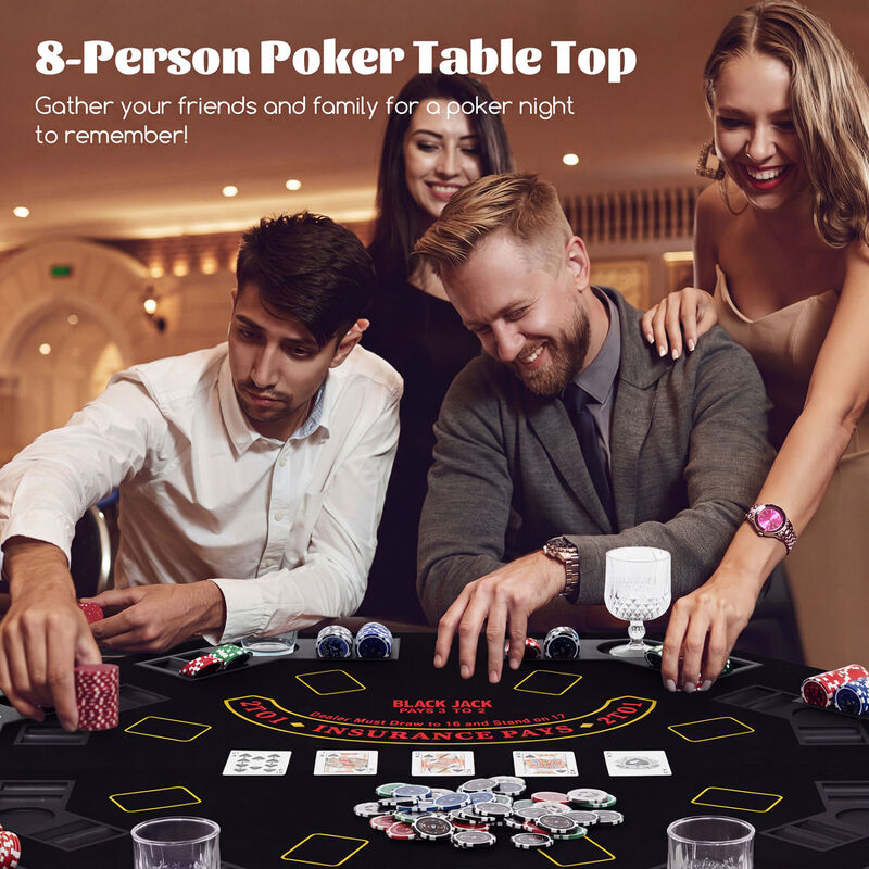 Portable 8 Player Poker Table Top with Built In Cup Holders and Chip Trays image number 6