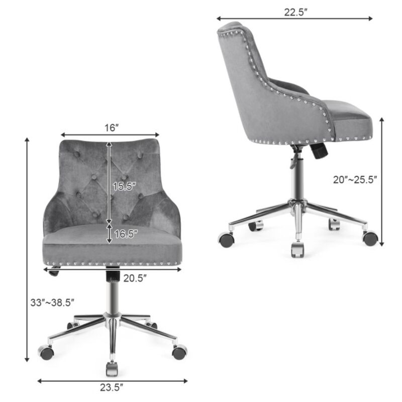 Hivvago Tufted Upholstered Swivel Computer Desk Chair with Nailed Tri