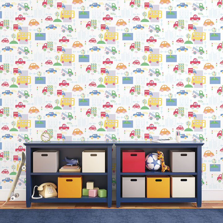 Just 4 Kids 2 Traffic Multi-coloured Wallpaper G56011