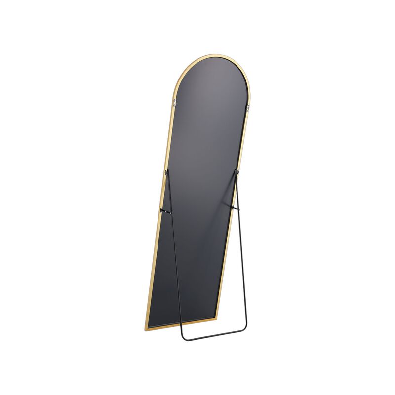 HomeRoots 63" Gold Metal Arch Freestanding and Wall Mount Framed Full Length Mirror image number 2