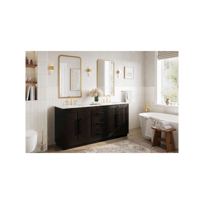 Elegant Kitchen and Bath 72 inch Double Bathroom Vanity in Chocolate Oak