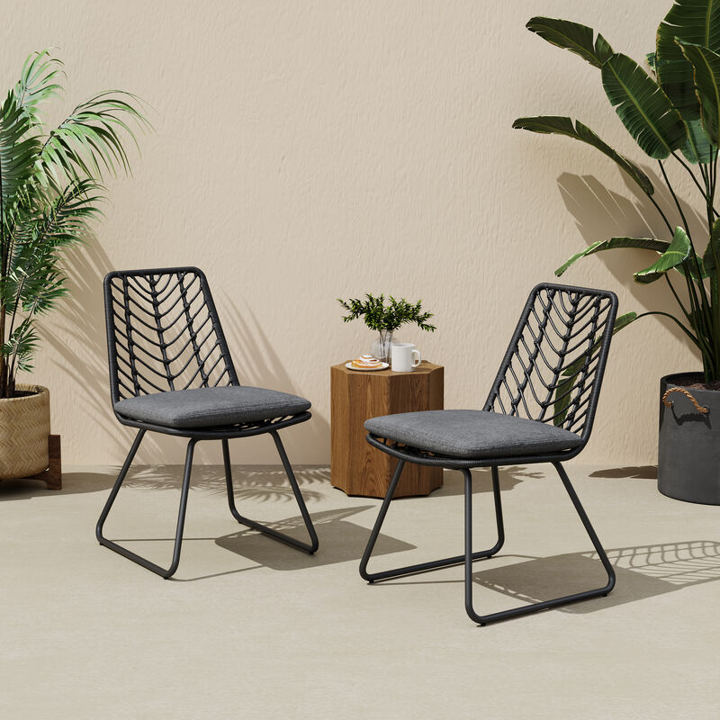Merax Rattan Outdoor Indoor Dining Chairs 2 Pieces