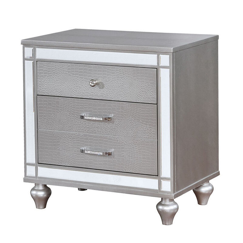 Queen Bedroom Set, Silver Wood, 2 Piece Set with Nightstand image number 2