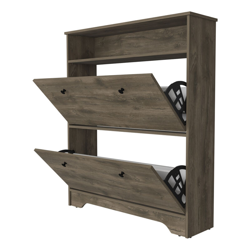 Cranberry 2-Shelf Shoe Rack Dark Brown
