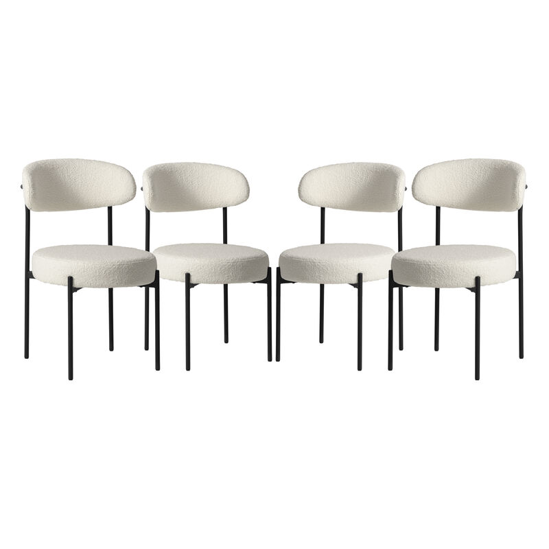 WestinTrends Mid-Century Modern Upholstered Sherpa Round Dining Chairs (Set of 4)
