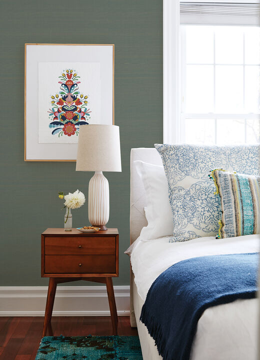 Mai Teal Grasscloth Wallpaper (Set of 2)