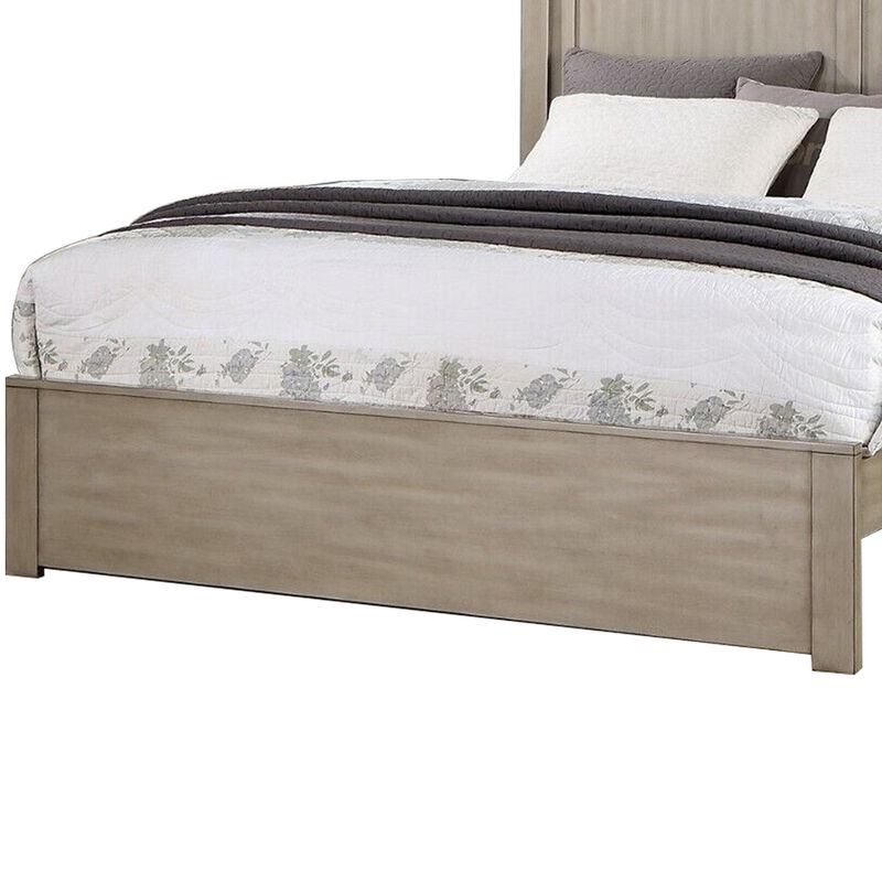 Kali Platform California King Bed, Panel Rectangular Design, Light Tan Wood - Benzara