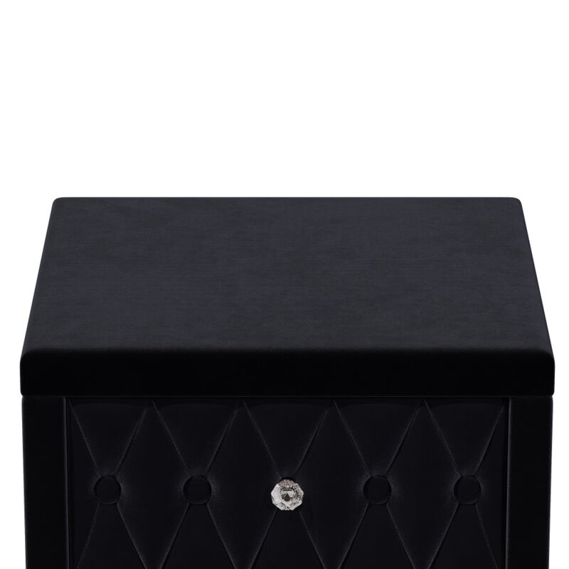 Worsal Button‑Tufted Velvet 2‑Drawer Nightstand image number 5